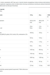 Nutrition facts for BioTechUSA Energy Gel, including calories, fats, carbohydrates, and key vitamins.